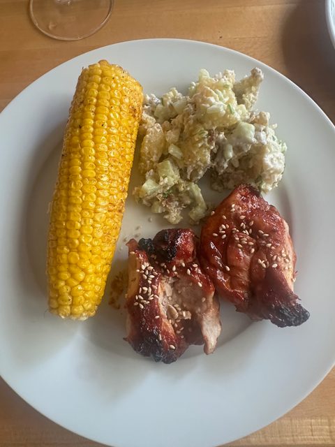 Korean BBQ chili chicken, Corn & Potato Salad